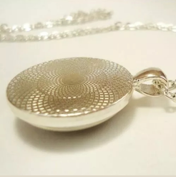 New Triple Moon Silver Glass Cabochon Necklace. - Picture 3 of 3